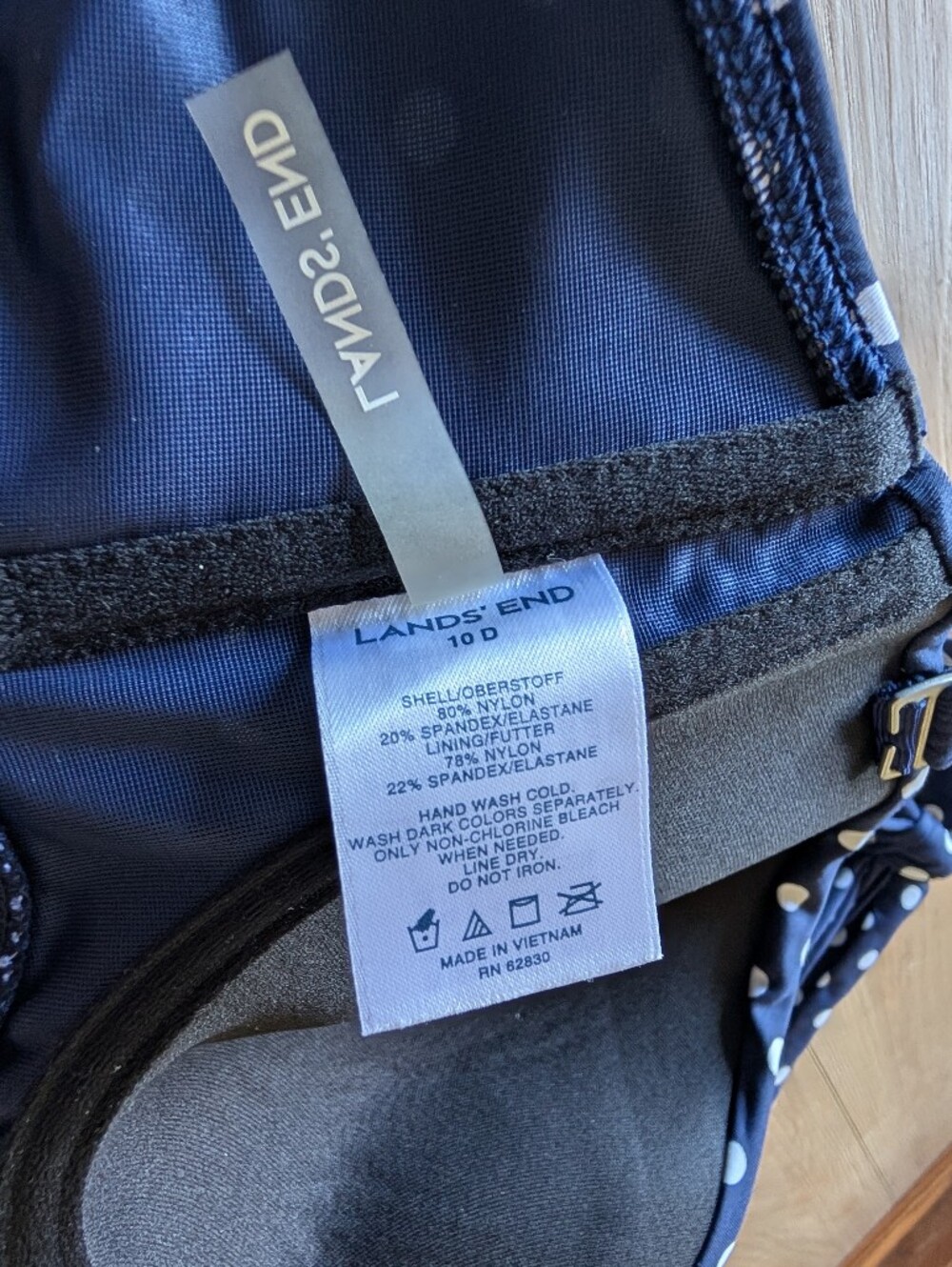 Lands End Navy & WhitePolka Dot Halter Bikini Top - Picture 5 of 5